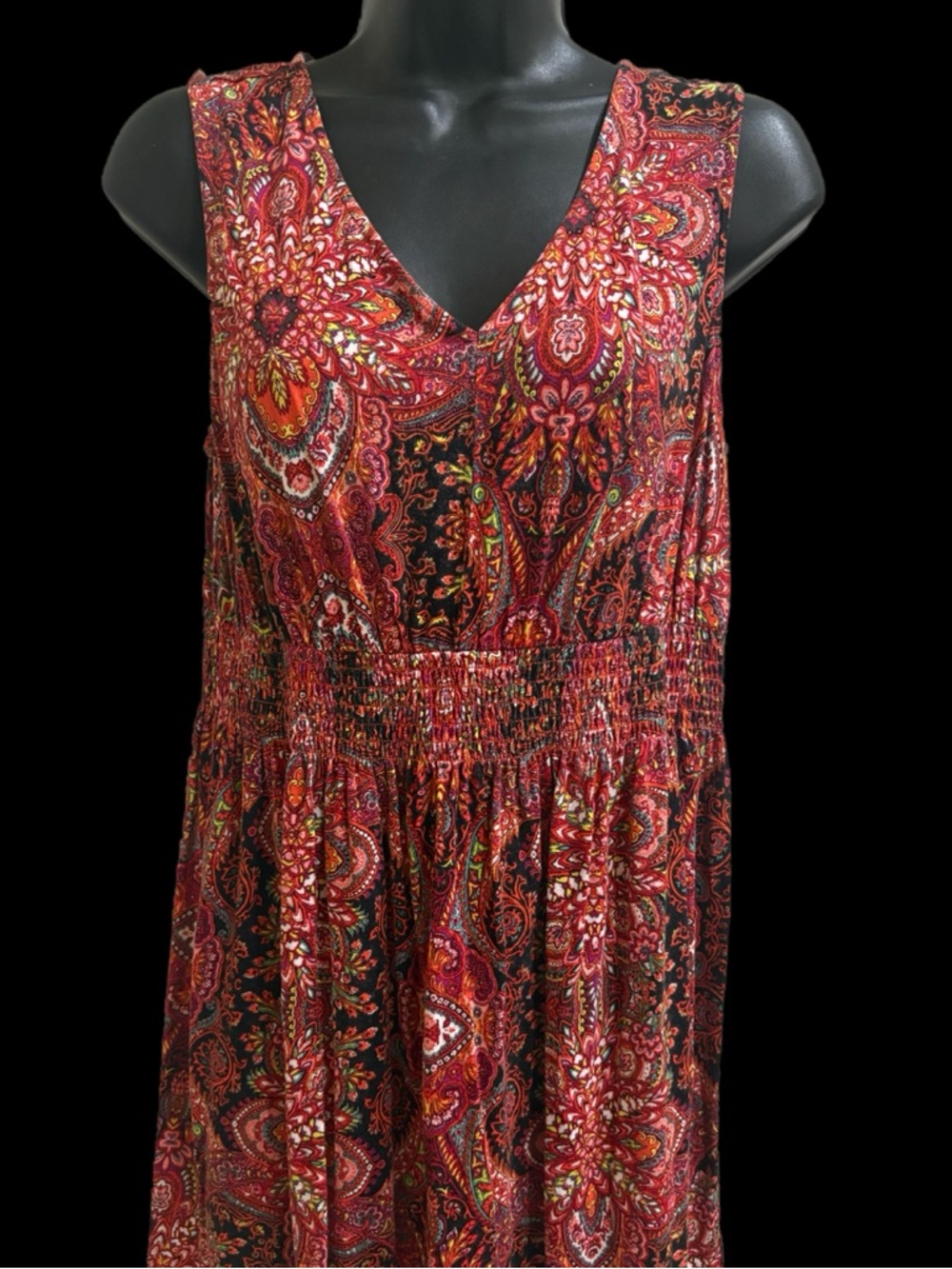 Soma Red Paisley V-Neck Sleeveless Lounge Wear /Dress❤️Like New
